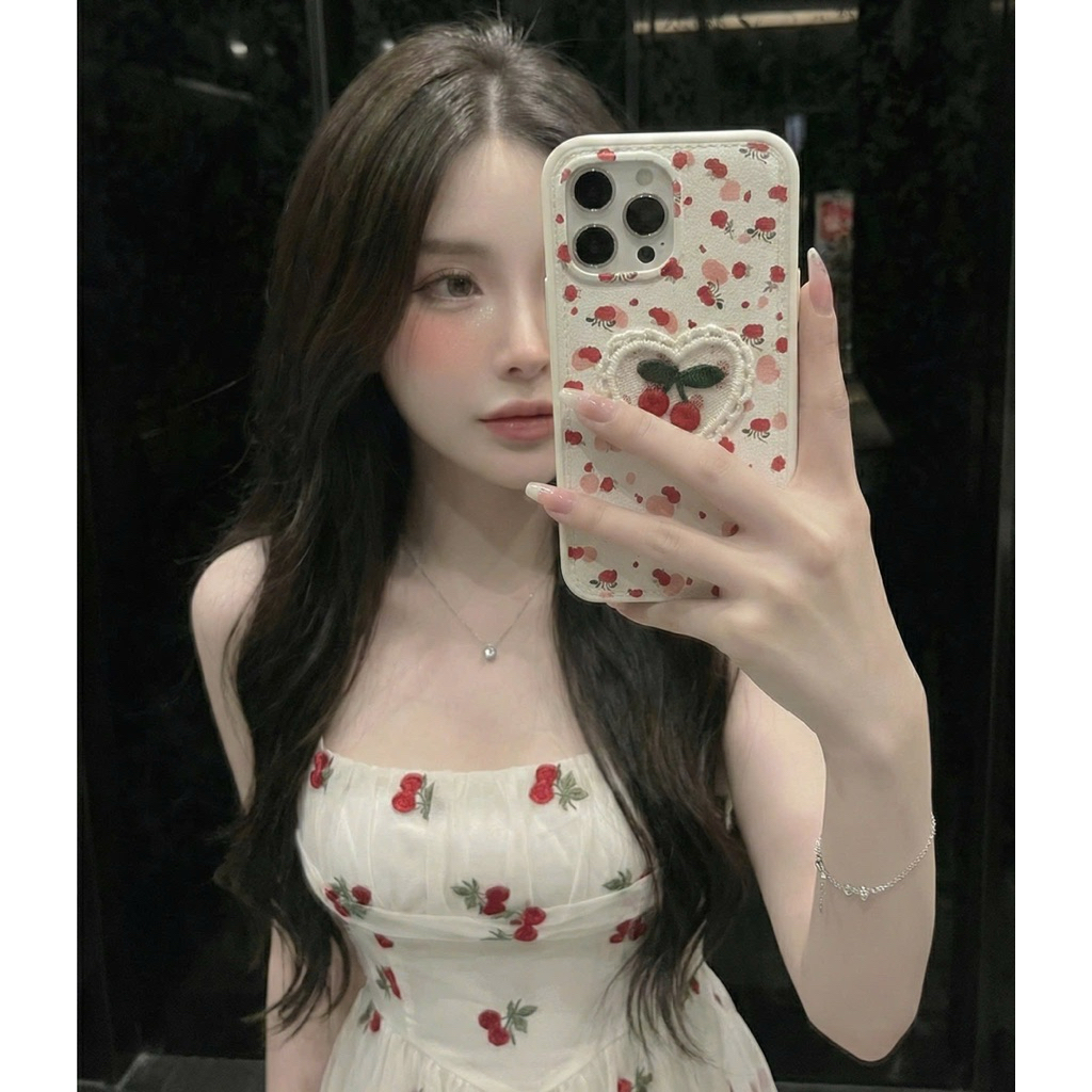 Ốp Lưng Iphone Trái Tim Cherry Cherry Vintage Heart Nữ Tính | Đơn Giản| Nắng Case