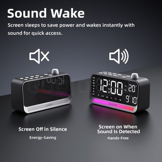 Loa Bluetooth Đồng Hồ Báo Thức GOOJODOQ Hiển Thị Thời Gian, Nhiệt Độ, Loa Stereo, Đèn Ngủ,Hỗ Trợ TF/USB/AUX/FM