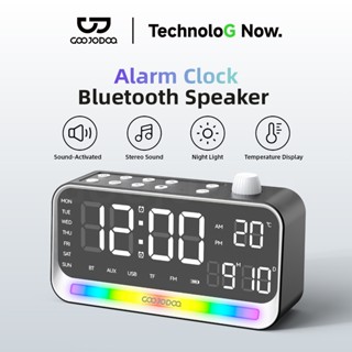 Loa Bluetooth Đồng Hồ Báo Thức GOOJODOQ Hiển Thị Thời Gian, Nhiệt Độ, Loa Stereo, Đèn Ngủ,Hỗ Trợ TF/USB/AUX/FM