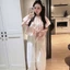 Set bộ đồ nữ GUMIN thiết kế áo cổ tròn tay bồng chấm bi kèm quần suông phối gấu viền bèo tiểu thư sang chảnh