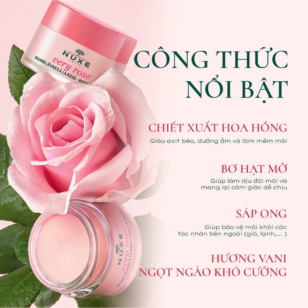 [OUTLET - S5] [DATE 8/2027] Sáp dưỡng môi dạng hũ Nuxe Very Rose 15g