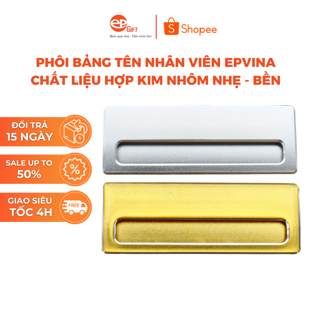 Phôi Bảng Tên Nhân Viên 08 Epvina Gift Chất Liệu Hợp Kim Nhôm Cài Áo Siêu Nhẹ