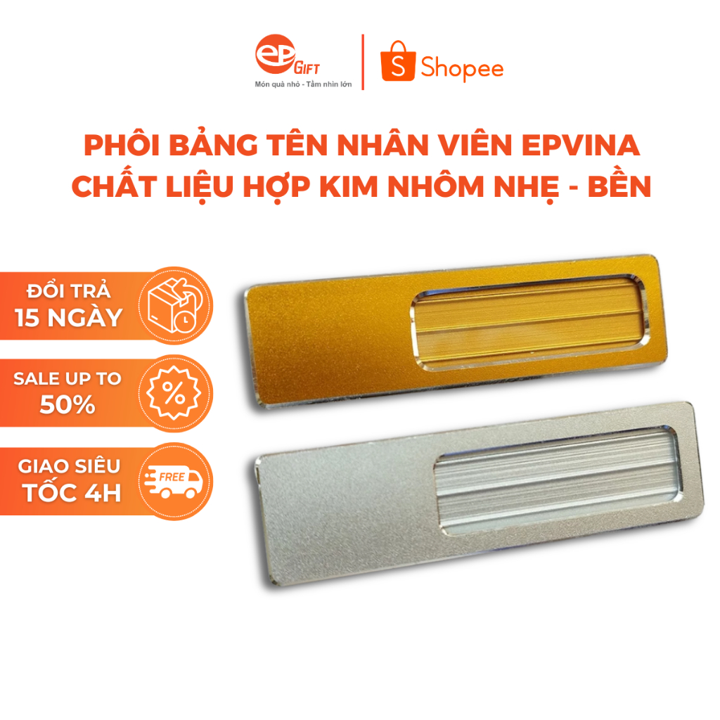 Phôi Bảng Tên Nhân Viên 20 Bằng Kim Loại Hợp Kim Nhôm Kèm Phụ Kiện Nam Châm Hoặc Kim Cài