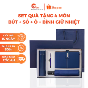 Set Quà Tặng Cao Cấp Epvina Gift Gồm Bút, Sổ, Ô Và Bình Giữ Nhiệt Làm Quà Tặng Thầy Cô, Doanh Nghiệp