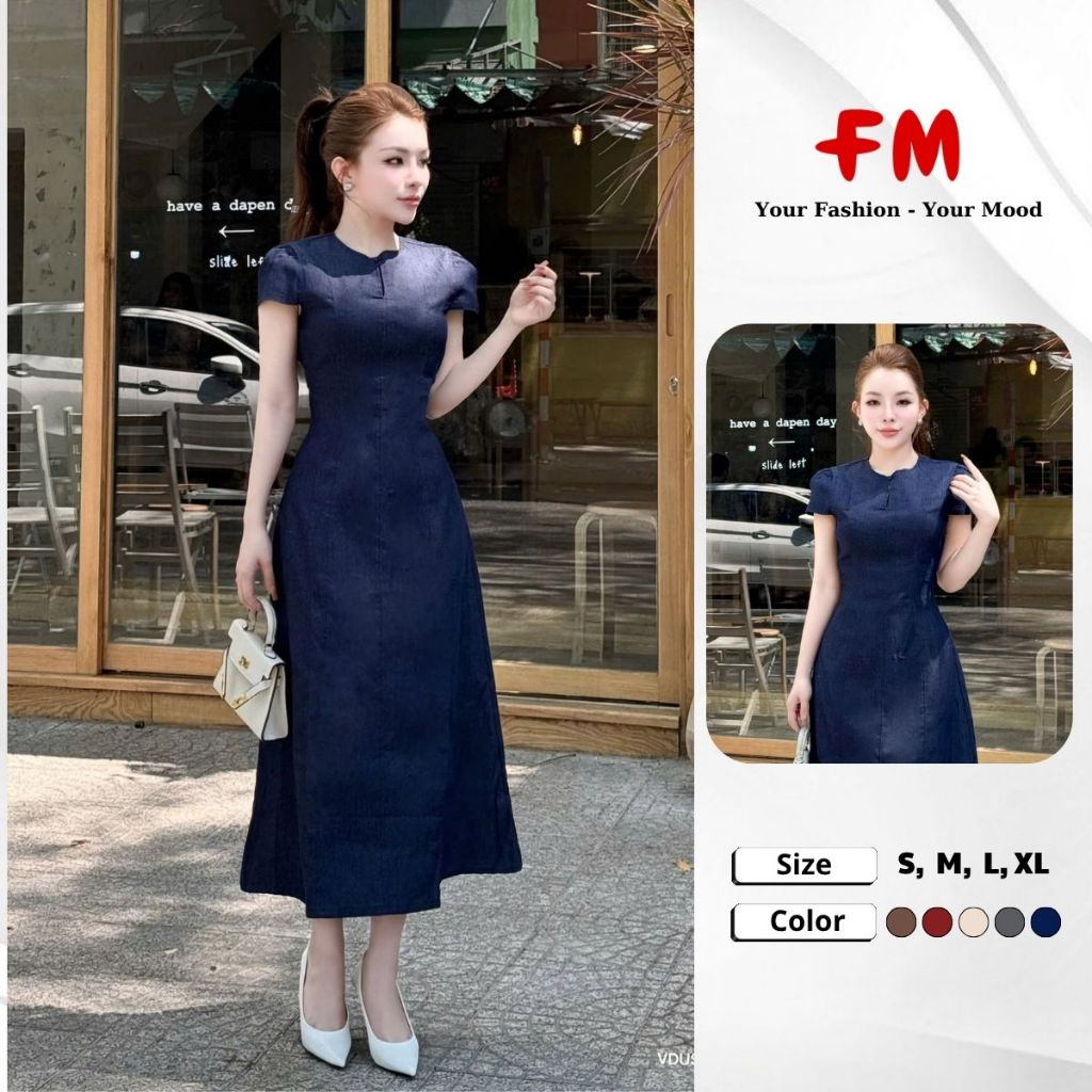 Váy Đầm Dài Chữ A Nữ FMSTYLE - Tay Ngắn Vintage, Kiểu Cách Nhẹ Nhàng Basic 25120918