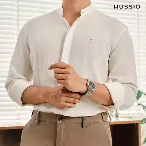 Áo sơ mi nam công sở FUZI, chất liệu AIRlinen công nghệ vải thoáng mát, giảm nhăn, mềm mại - HUSSIO