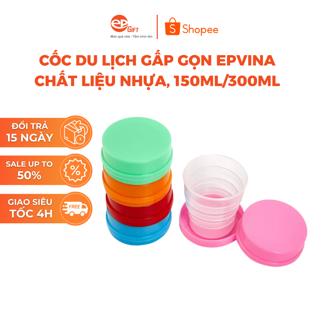 Cốc Nhựa Uống Nước Gấp Gọn Epvina Gift Dung Tích 150ml/300ml