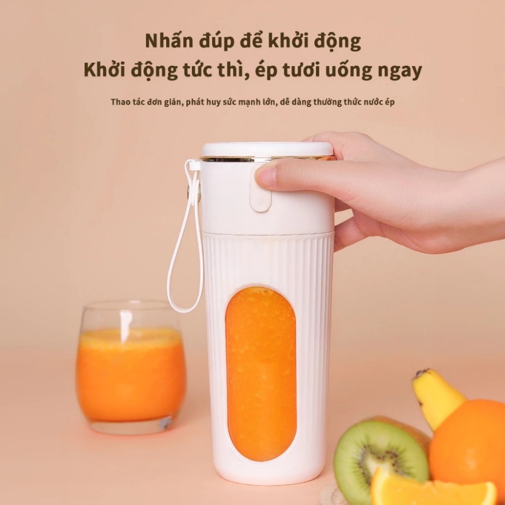 Bruborges Máy Xay Sinh Tố Cầm Tay Mini 340ml 14 Lưỡi Dao Thép Không Gỉ Xay Đá Siêu Nhanh Gọn Nhẹ Tiện Lợi