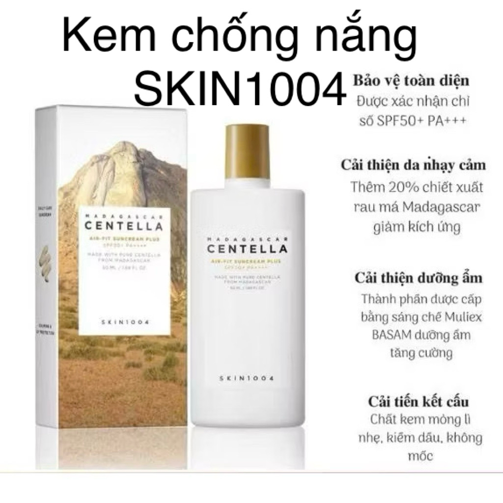 Kem chống nắng rau má SKIN1004 Madagascar Centella Air-Fit SunCream Plus SPF50+ PA++++ 50ml hạn 2028 IS14