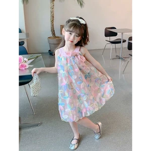 Đầm voan bé gái đính hoa nổi nhiều màu phối nơ cổ dịu dàng phong cách công chúa Hàn Quốc nhẹ nhàng cho mẹ và bé gái