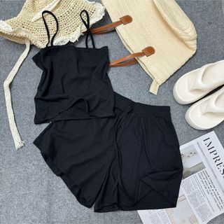 Bộ Độ Nữ Bigsize Quần Đùi Và Áo Dây Bộ Quần Áo Mùa Hè Chất Vải Gân Tăm Xin Xò SET19