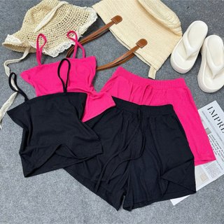 Bộ Độ Nữ Bigsize Quần Đùi Và Áo Dây Bộ Quần Áo Mùa Hè Chất Vải Gân Tăm Xin Xò SET19