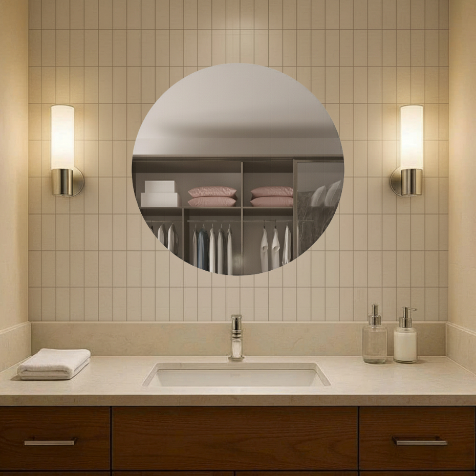 Gương Treo Tường HOME DECOR Hình Tròn Treo Phòng Tắm Có Led Cảm Ứng Bật Tắt 3 Màu Tiện Lợi