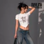 Áo thun nữ ôm body vạt nhọn in hoạ tiết kute 2 màu trắng đen Duy Linh chuyên sỉ áo croptop DL14A