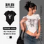 Áo thun nữ ôm body vạt nhọn in hoạ tiết kute 2 màu trắng đen Duy Linh chuyên sỉ áo croptop DL14A