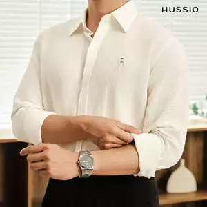 Áo sơ mi nam công sở HATON, chất liệu AIRlinen công nghệ vải thoáng mát, giảm nhăn, mềm mại - HUSSIO
