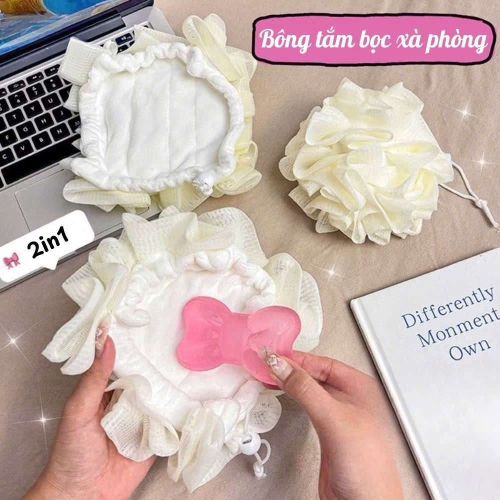 Bông Tắm 2 Lớp 2 in 1 Lưới Mềm Mại Tẩy Tế Bào Chết, Bông Tắm Tạo Bọt Hàn Quốc An Toàn TitiHome