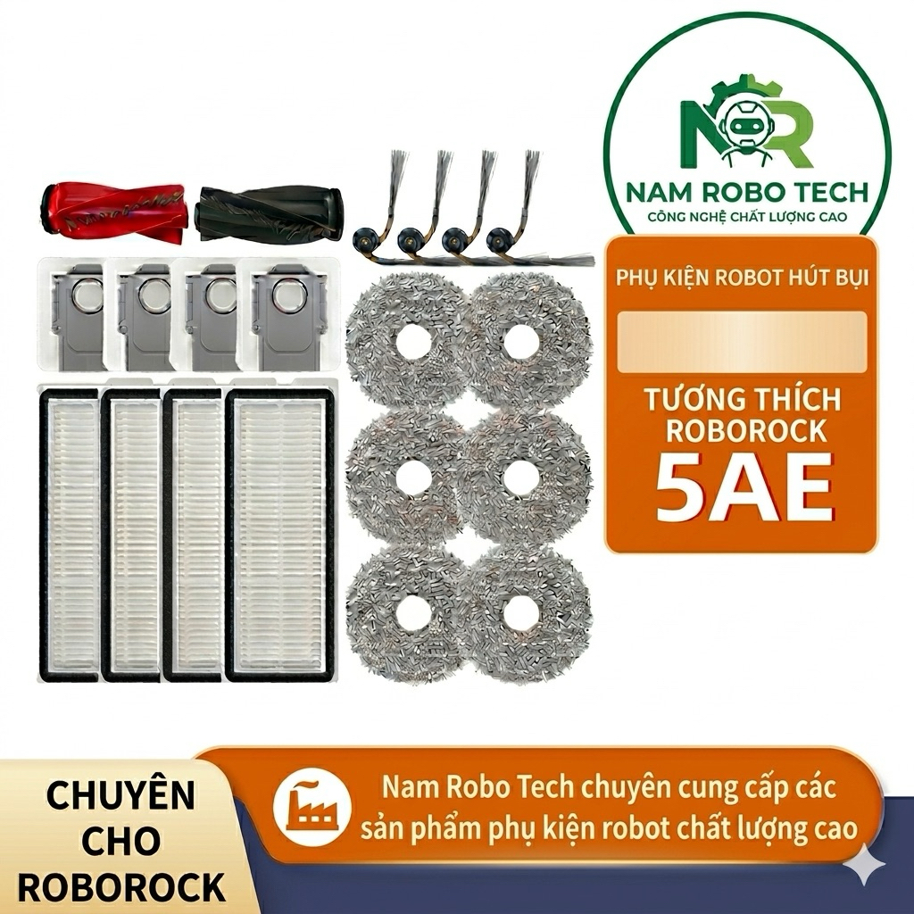 Phụ kiện Robot hút bụi Roborock Q i 5AE, Edge 5V1, Qr798, Lọc hepa , Khăn, Chổi giữa, Chổi cạnh, Túi rác /