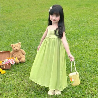 [9-26kg] [1-7 tuổi] Váy 2 Dây Maxi Dáng Dài Đi Biển Cho Bé Gái (Đến Mắt Cá Chân)- Chất Jean lụa siêu mát