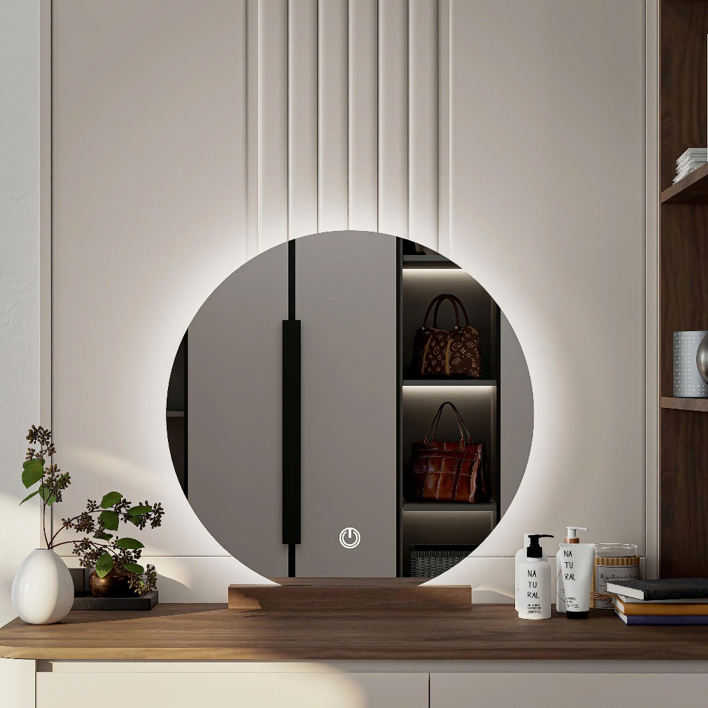 Gương Led HOME DECOR Hình Tròn Để Bàn Trang Điểm Có Led Cảm Ứng Bật Tắt 3 Màu Tiện Lợi
