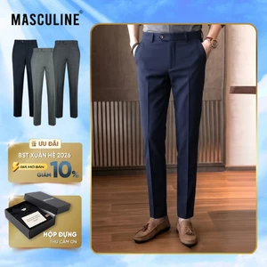 Quần âu nam trẻ MASCULINE MQD600 - Phom modern fit dáng ôm gọn vải cotton rayon co giãn lịch lãm