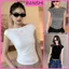 Áo Thun Nữ Tay Hến Cổ Thuyền Nhún Eo Basic RANSHI Ôm Body Tôn Dáng Chất Thun Cotton Mềm Mát - RA358