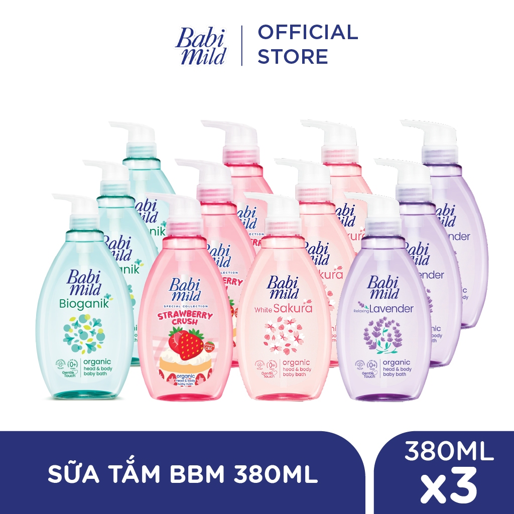 Combo 3 Sữa tắm gội toàn thân cho bé Babi Mild 380MLx3