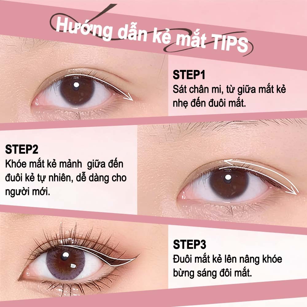 Chì kẻ mắt, Gel Kẻ Mắt, Bút kẻ mắt siêu mỏng, Mướt mịn, Chống Thấm Mồ Hôi, không lem, nhanh khô,