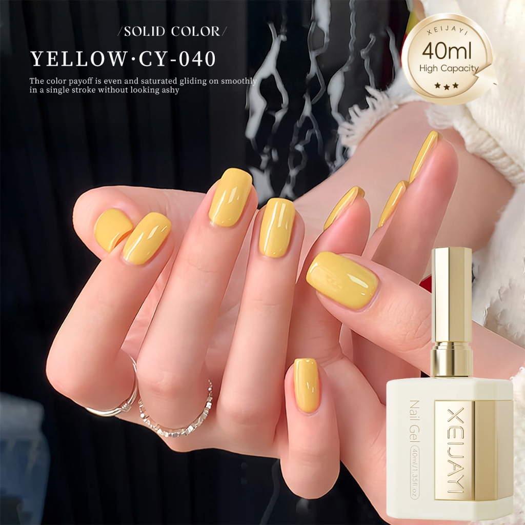 XEIJAYI 40ml – Sơn móng Gel màu Vàng Phô Mai mới: Bền chắc và lâu phai, phù hợp với mọi tông da.