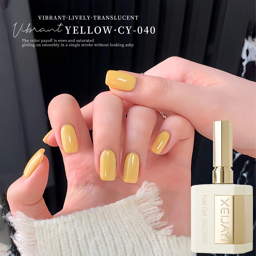 XEIJAYI 40ml – Sơn móng Gel màu Vàng Phô Mai mới: Bền chắc và lâu phai, phù hợp với mọi tông da.
