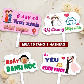 Mua 10 tăng 1 - Hashtag Đám Cưới, Ăn Hỏi, Bảng Cầm Tay Chụp Ảnh Đám Cưới, Hashtag Cầm Tay Đám Cưới - Tặng tay cầm