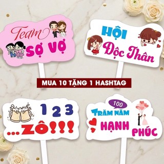 Mua 10 tăng 1 - Hashtag Đám Cưới, Ăn Hỏi, Bảng Cầm Tay Chụp Ảnh Đám Cưới, Hashtag Cầm Tay Đám Cưới - Tặng tay cầm