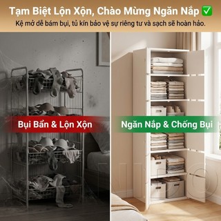Nido Tủ Đầu Giường Tủ Đựng Đồ 40x24x128cm 6 Ngăn Chống Bụi Riêng Tư Cho Phòng Ngủ