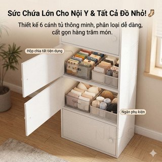 Nido Tủ Đầu Giường Tủ Đựng Đồ 40x24x128cm 6 Ngăn Chống Bụi Riêng Tư Cho Phòng Ngủ