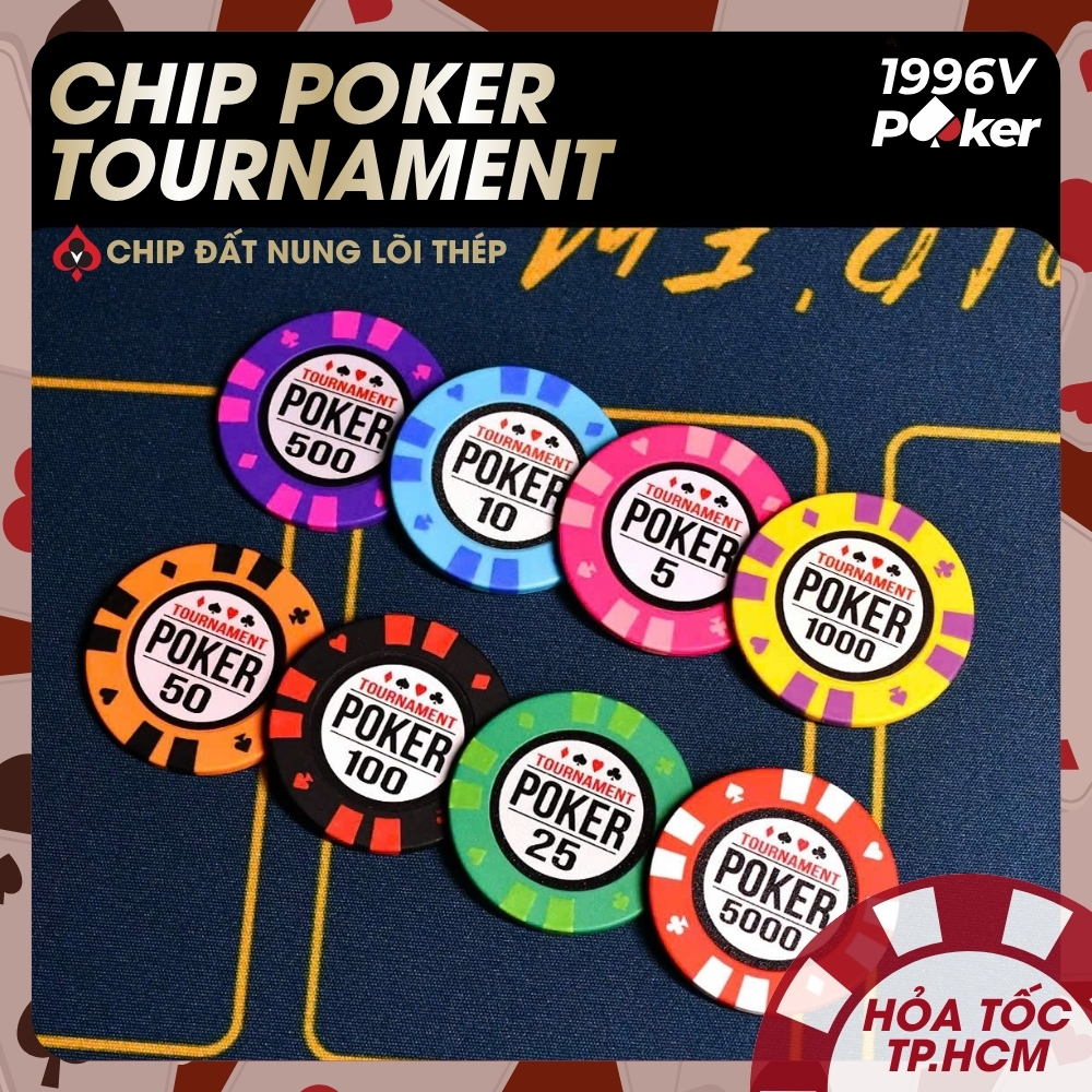 Chip Poker Tournament Cao Cấp, Phỉnh Poker Chips Có Số, Chip Clay Đất Nung Lõi Thép – 1996V Poker Shop