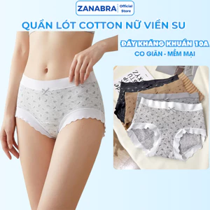 Quần lót nữ liền mạch kháng khuẩn 10A họa tiết nơ hoa, Quần chip nữ cotton cạp vừa viền su ZANA L758