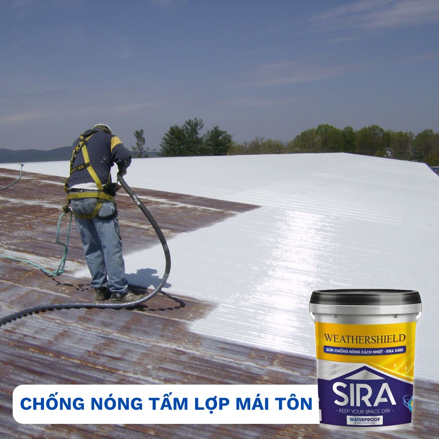 [Thùng 18L] Sơn Chống Nóng Mái Tôn, Tường nhà, Tấm lợp, Téc Nước - Chống Nóng Hạ Nhiệt SIRA S400