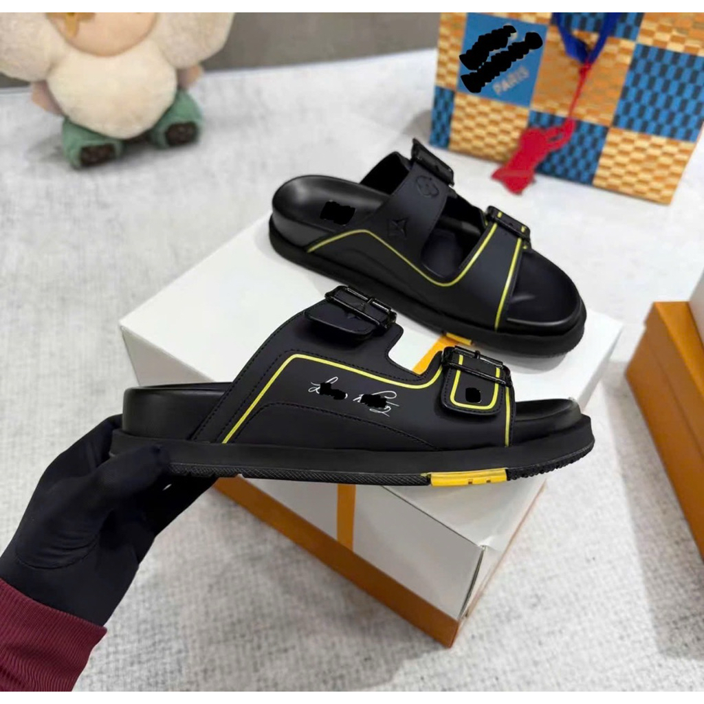 ⚡️[Hight Quality] Dép Lê Quai Ngang \/ Sandal Tra1ner Full Box - Điểm Nhấn Quai Cài Phối Viền Vàng Cao Cấp Loại 1
