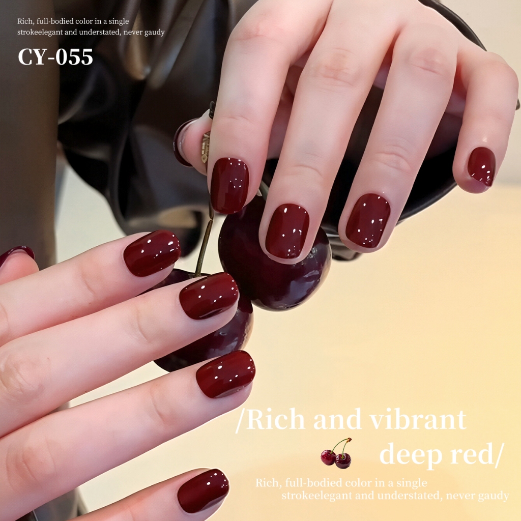 XEIJAYI 40ml - Sơn móng tay dạng gel màu đỏ anh đào đậm, bền màu, thích hợp sử dụng tại salon.