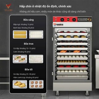 Tủ Hấp Bánh Bao 4/6/8 Khay ,Tủ Nấu Cơm Công Nghiệp, Hấp Thịt Cá,Có Chỉnh Nhiệt & Hẹn Giờ, SD ViLumi