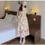 Đầm váy dài, đầm thiết kế đi biển, set dáng dài xoè Mango có mút in hoa 3D kèm khoác Thun Giấy