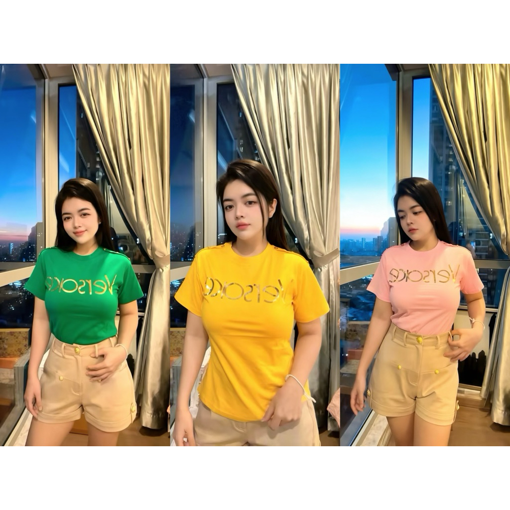 Áo thun ôm body chữ Versace nhiều màu