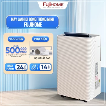 Máy lạnh di động 14.000BTU phòng 30-45m2 nhập khẩu FUJIHOME, điều hòa di động làm lạnh điều khiển từ xa kết nối wifi