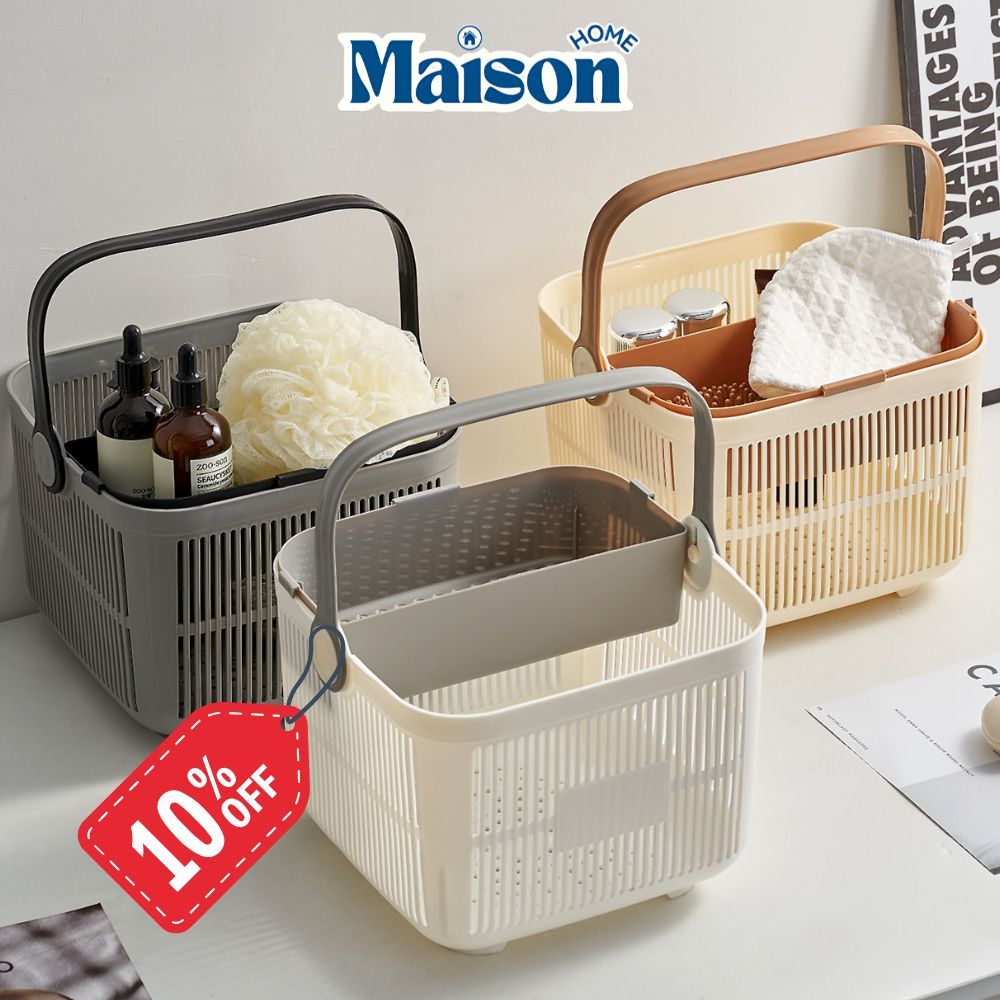 Giỏ Đựng Đồ Dùng Nhà Tắm Kèm Quai MAISON, Đựng Mỹ Phẩm Đa Năng, Giỏ Đựng Đồ Vệ Sinh Cá Nhân Chất Liệu Nhựa PP Cứng Cáp