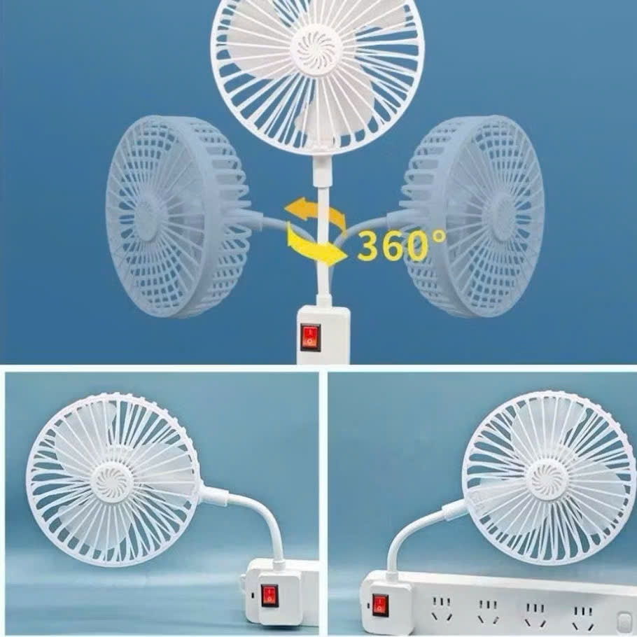 Quạt Điện Mini 3 Cánh Xoay 360 Độ Có Lồng Bảo Vệ An Toàn Không Gây Tiếng Ồn Kèm Công Tắc Quạt Cắm Điện Để Bàn_Q7 - ảnh 2