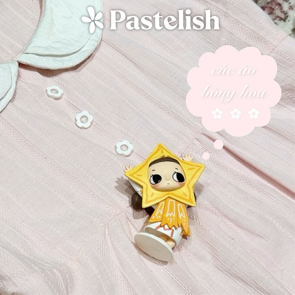 [DEAL MỞ BÁN] Áo Babydoll cổ sen tay bồng 3 nút hoa PASTELISH vải dày dặn