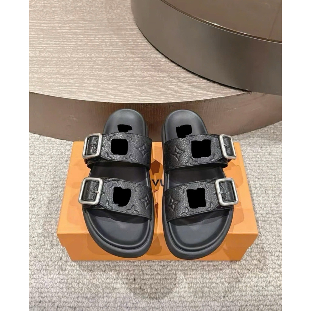⚡️[Hight Quality] Dép Lê Quai Ngang \/ Sandal Nam Nữ Full Box - Điểm Nhấn Vân Dập Phối Quai Cài Cao Cấp Loại 1