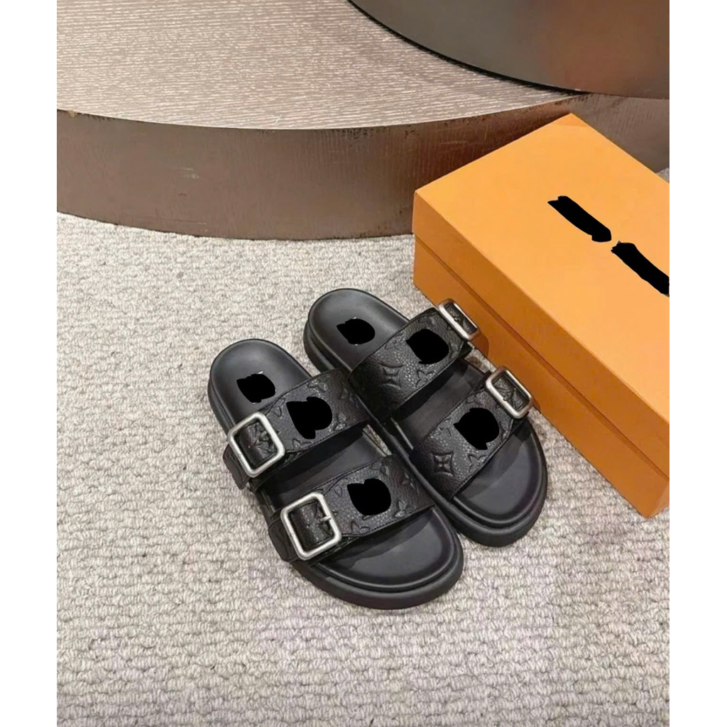 ⚡️[Hight Quality] Dép Lê Quai Ngang \/ Sandal Nam Nữ Full Box - Điểm Nhấn Vân Dập Phối Quai Cài Cao Cấp Loại 1