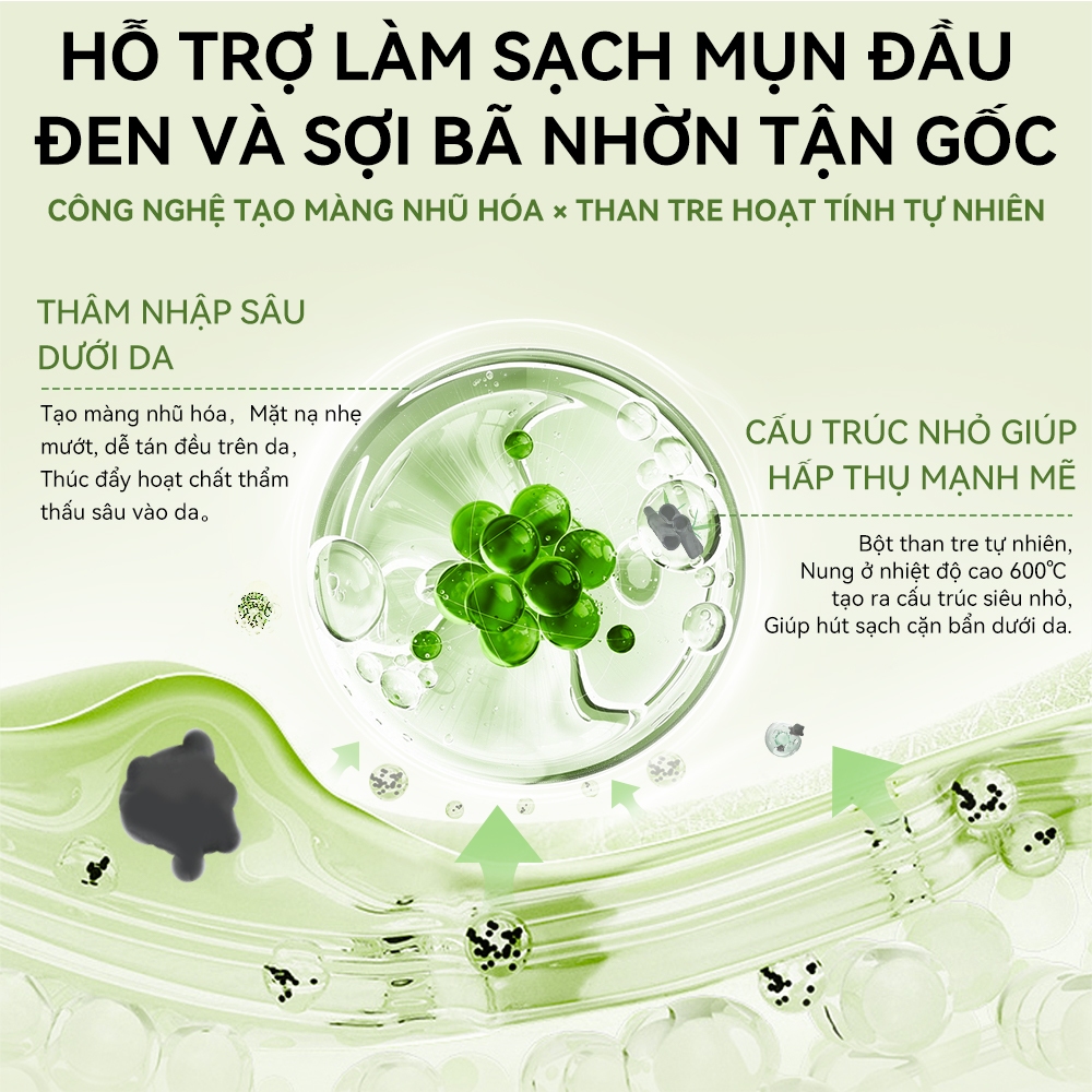 LANBENA Bamboo Mặt nạ lột mụn mũi (30g)- làm sạch sâu than hoạt tính dưỡng ẩm chăm sóc làn da  Skincare