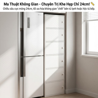 Nido Tủ Bếp Tủ Khe Hẹp 40x24x128cm Đựng Đồ Khô Gia Vị Thực Phẩm Gọn Gàng Chống Bám Bụi